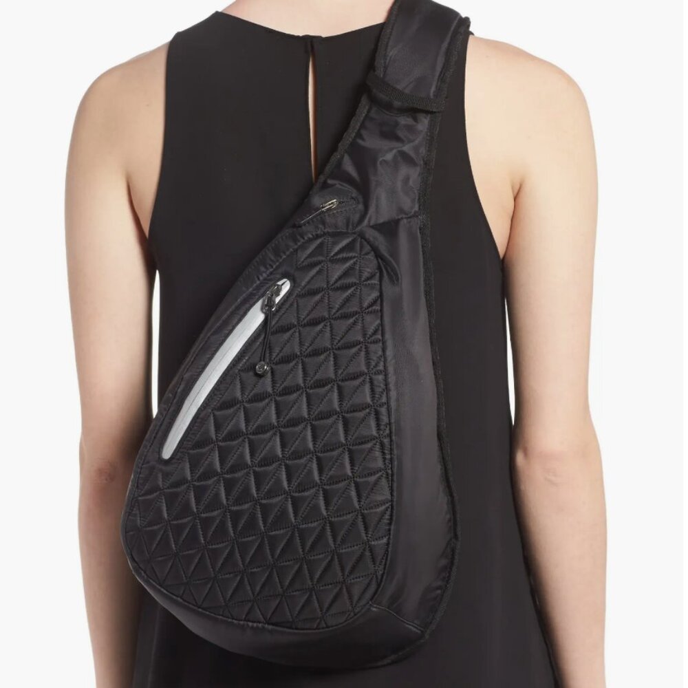 Zella Black Nylon Sling Single Strap Backpack